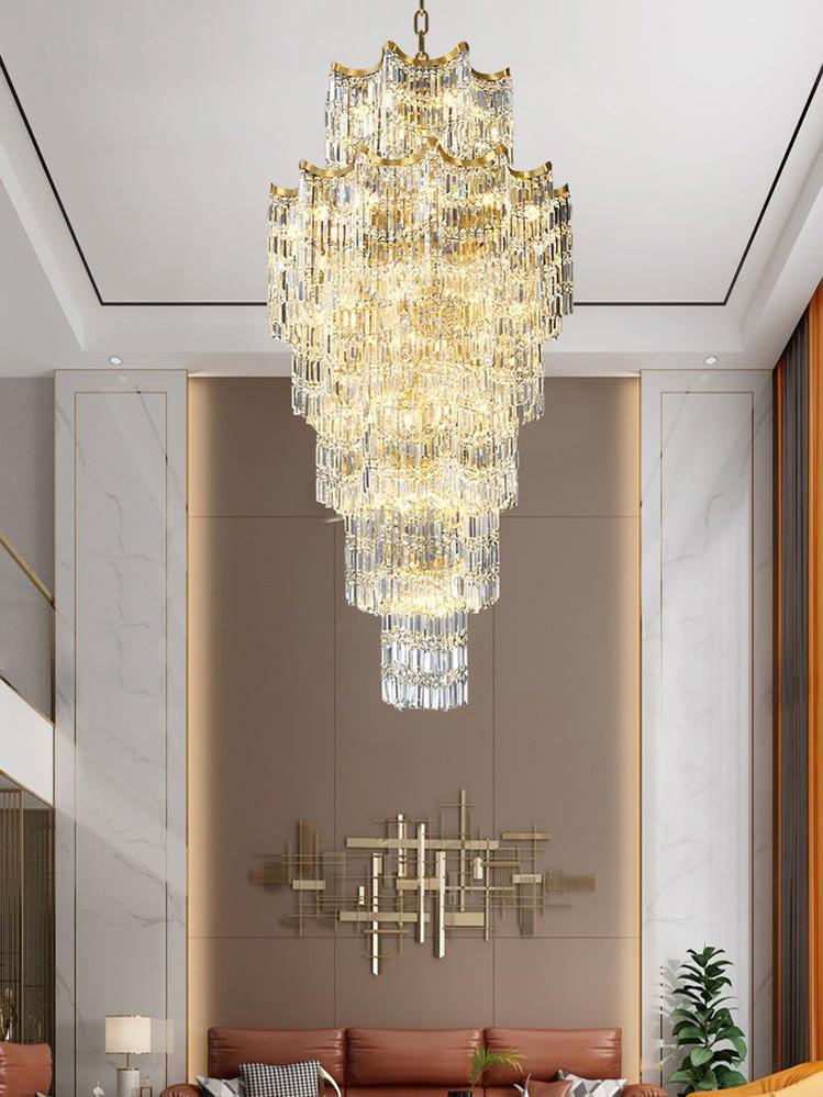 Elegant Crystal Chandelier for Duplex Villas - Zelno Lighting