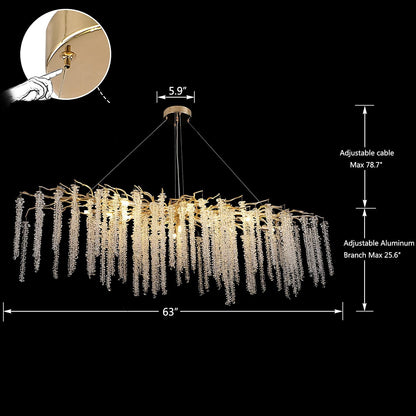 Elegant Crystal Icicle Chandelier in Branch Style for Dining Table Use - Zelno Lighting