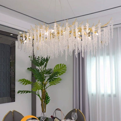 Elegant Crystal Icicle Chandelier in Branch Style for Dining Table Use - Zelno Lighting