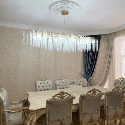 Elegant Crystal Icicle Chandelier in Branch Style for Dining Table Use - Zelno Lighting