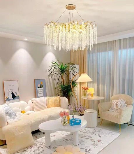 Elegant Crystal Icicle Chandelier in Branch Style for Dining Table Use - Zelno Lighting