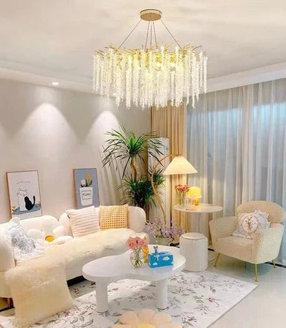 Elegant Crystal Icicle Chandelier in Branch Style for Dining Table Use - Zelno Lighting