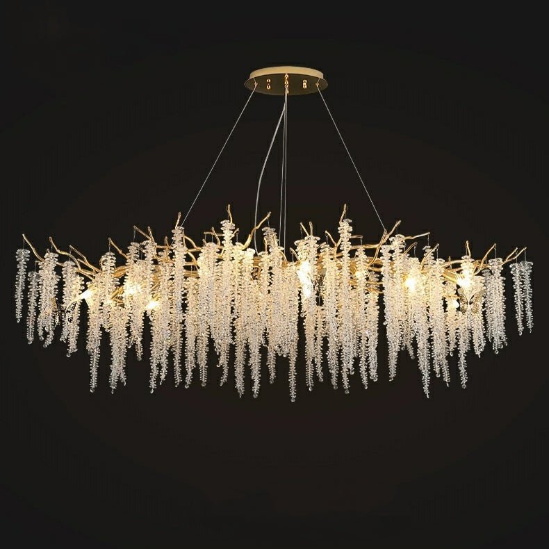 Elegant Crystal Icicle Chandelier in Branch Style for Dining Table Use - Zelno Lighting