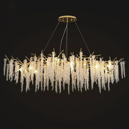 Elegant Crystal Icicle Chandelier in Branch Style for Dining Table Use - Zelno Lighting