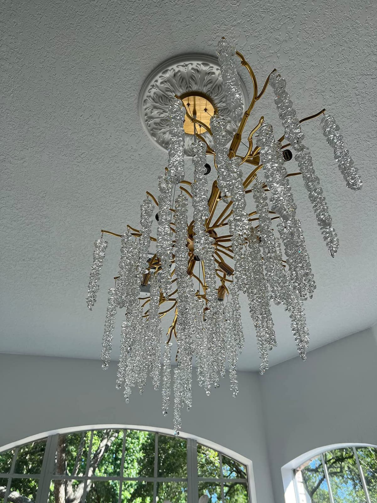 Elegant Crystal Icicle Chandelier in Branch Style for Dining Table Use - Zelno Lighting