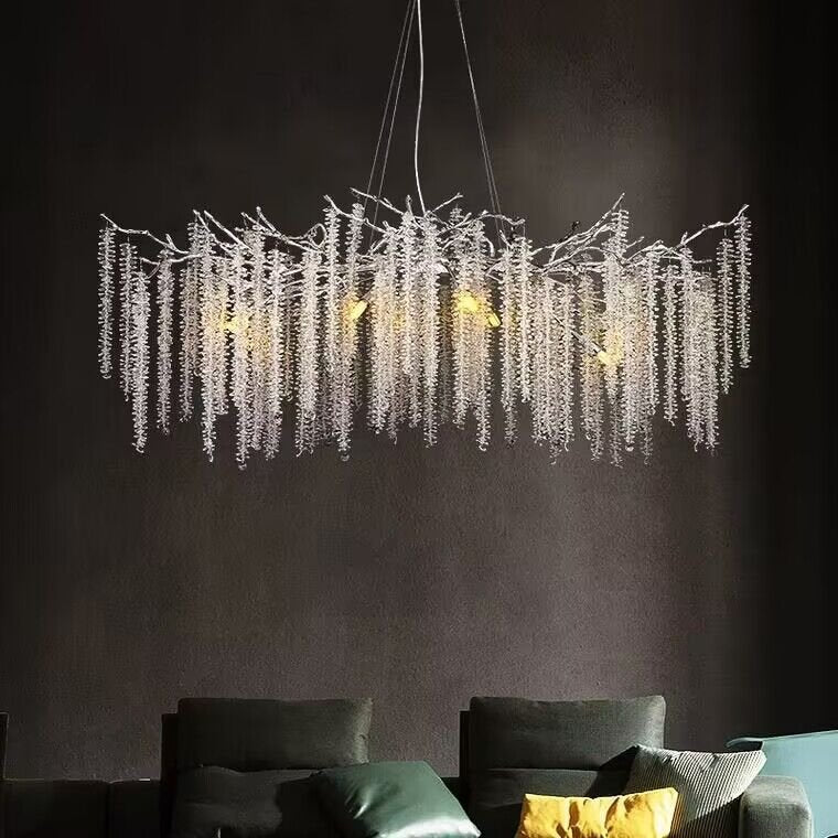 Elegant Crystal Icicle Chandelier in Branch Style for Dining Table Use - Zelno Lighting
