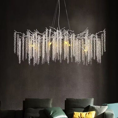 Elegant Crystal Icicle Chandelier in Branch Style for Dining Table Use - Zelno Lighting
