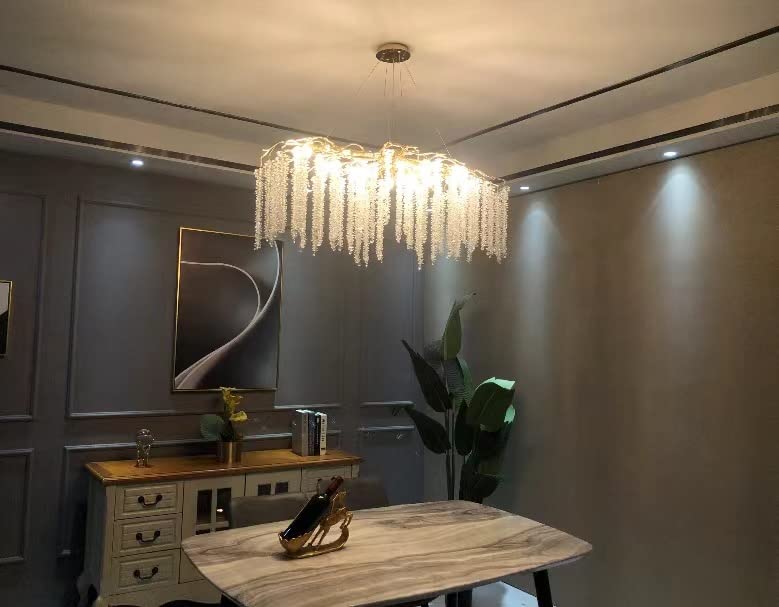 Elegant Crystal Icicle Chandelier in Branch Style for Dining Table Use - Zelno Lighting