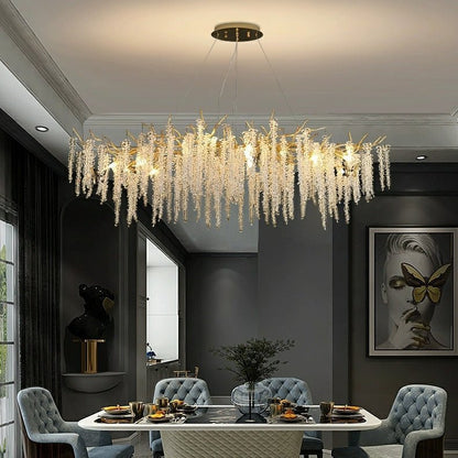 Elegant Crystal Icicle Chandelier in Branch Style for Dining Table Use - Zelno Lighting
