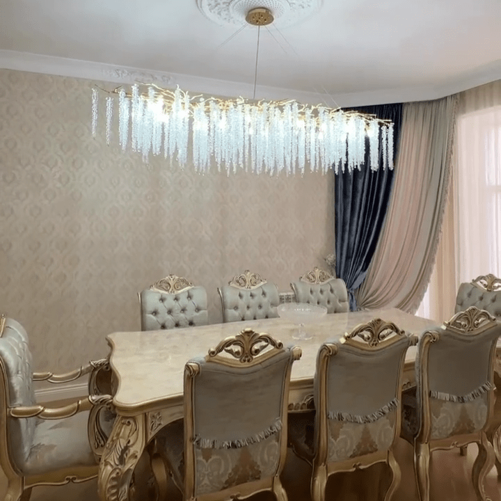 Elegant Crystal Icicle Chandelier in Branch Style for Dining Table Use - Zelno Lighting