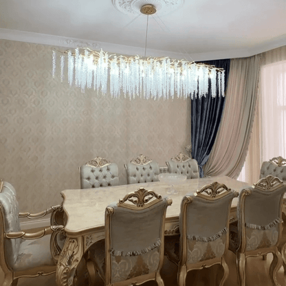 Elegant Crystal Icicle Chandelier in Branch Style for Dining Table Use - Zelno Lighting
