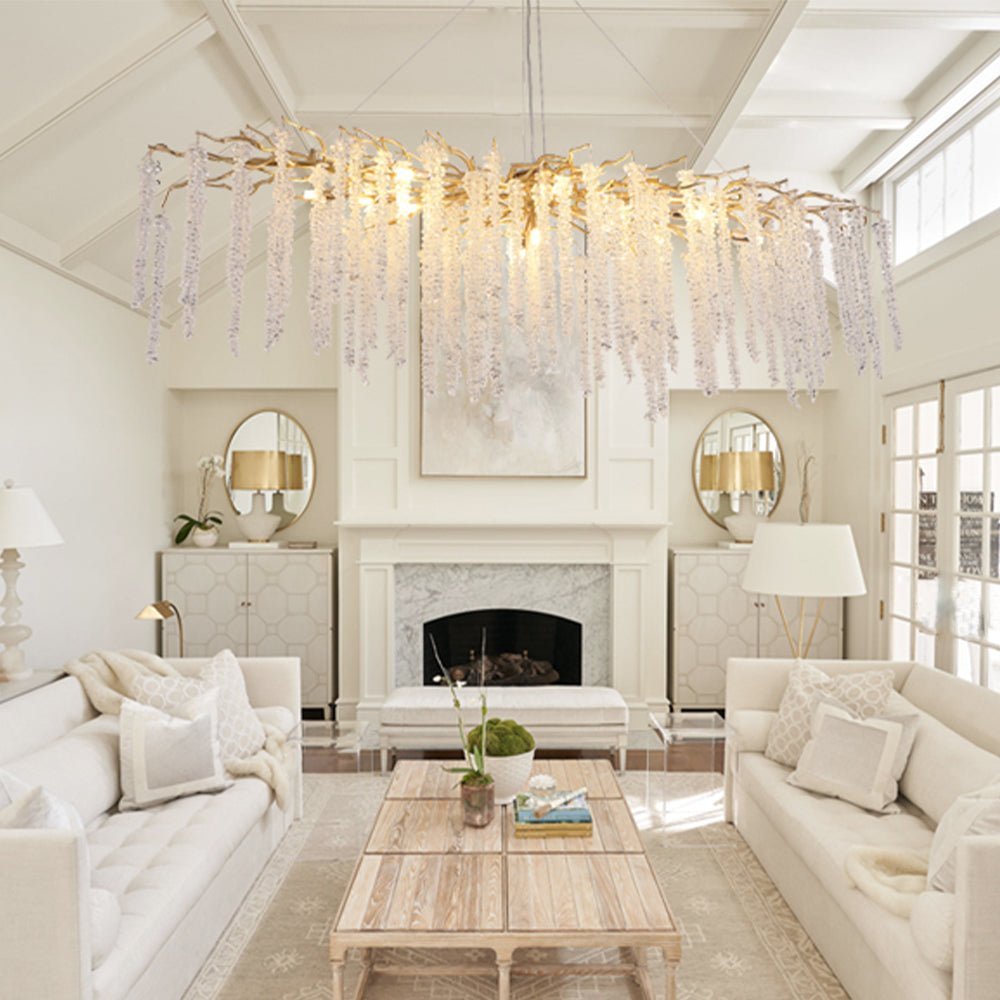 Elegant Crystal Icicle Chandelier in Branch Style for Dining Table Use - Zelno Lighting