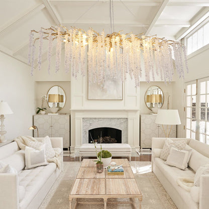 Elegant Crystal Icicle Chandelier in Branch Style for Dining Table Use - Zelno Lighting