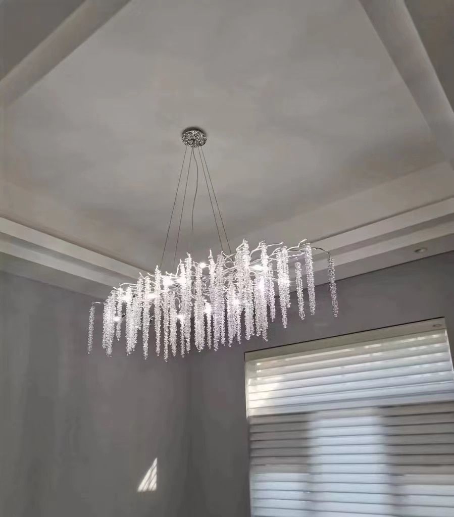 Elegant Crystal Icicle Chandelier in Branch Style for Dining Table Use - Zelno Lighting