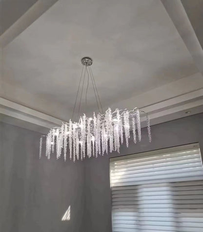 Elegant Crystal Icicle Chandelier in Branch Style for Dining Table Use - Zelno Lighting
