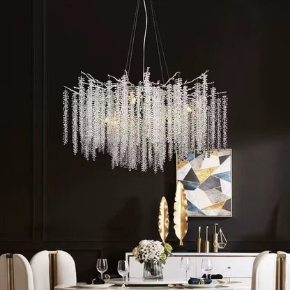 Elegant Crystal Icicle Chandelier in Branch Style for Dining Table Use - Zelno Lighting