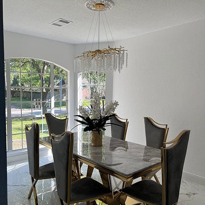 Elegant Crystal Icicle Chandelier in Branch Style for Dining Table Use - Zelno Lighting