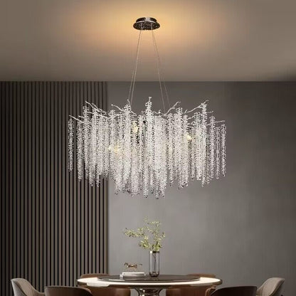 Elegant Crystal Icicle Chandelier in Branch Style for Dining Table Use - Zelno Lighting