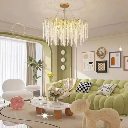Elegant Crystal Icicle Chandelier in Branch Style for Dining Table Use - Zelno Lighting