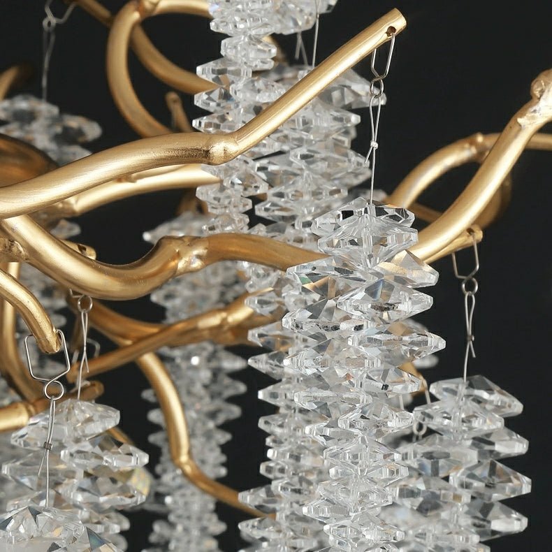 Elegant Crystal Icicle Chandelier in Branch Style for Dining Table Use - Zelno Lighting
