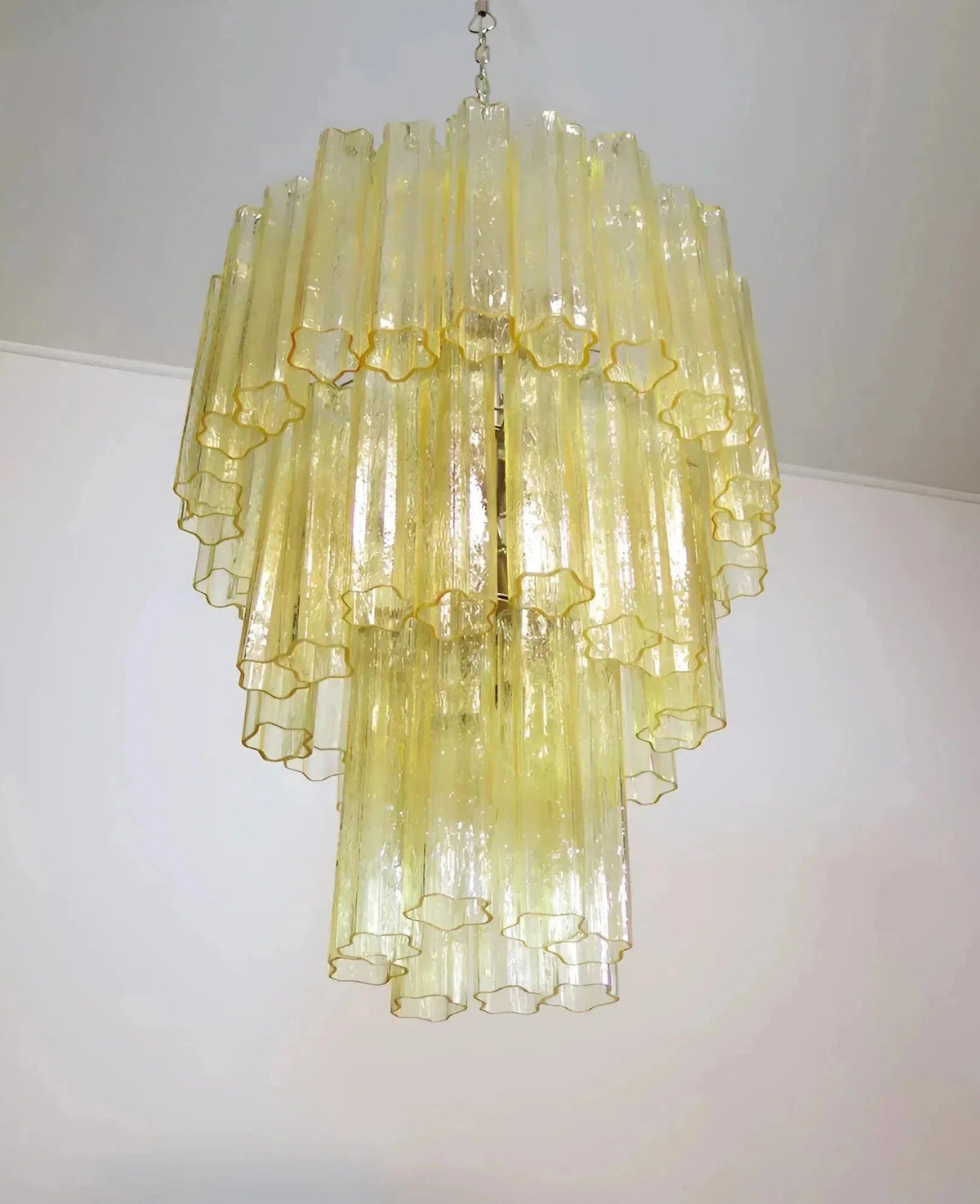 Elegant Yellow Murano Glass Tube Chandelier 25.6" - Zelno Lighting