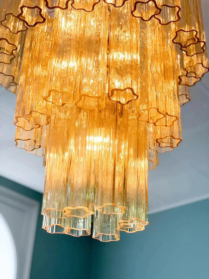 Elegant Yellow Murano Glass Tube Chandelier 25.6" - Zelno Lighting