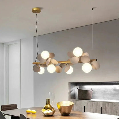Eli Glass Globes Linear Chandelier For Dining Room - Zelno Lighting