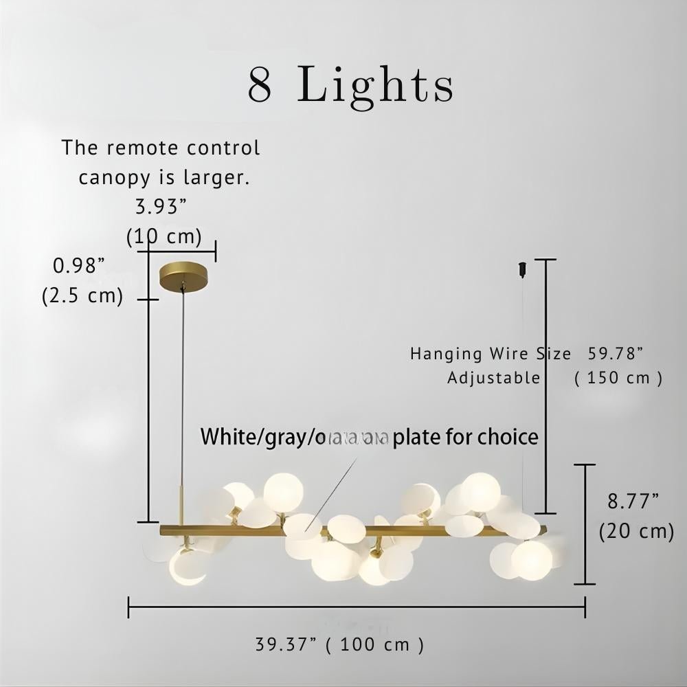 Eli Glass Globes Linear Chandelier For Dining Room - Zelno Lighting
