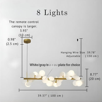 Eli Glass Globes Linear Chandelier For Dining Room - Zelno Lighting