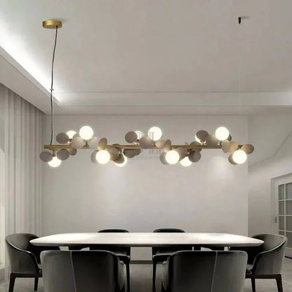 Eli Glass Globes Linear Chandelier For Dining Room - Zelno Lighting
