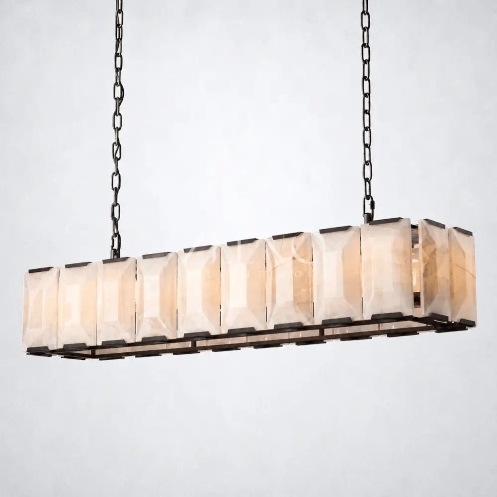Ellington Alabaster Rectangular Chandelier 62" - Zelno
