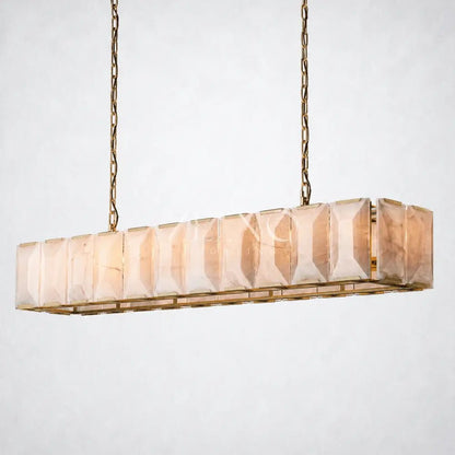 Ellington Alabaster Rectangular Chandelier 74" - Zelno