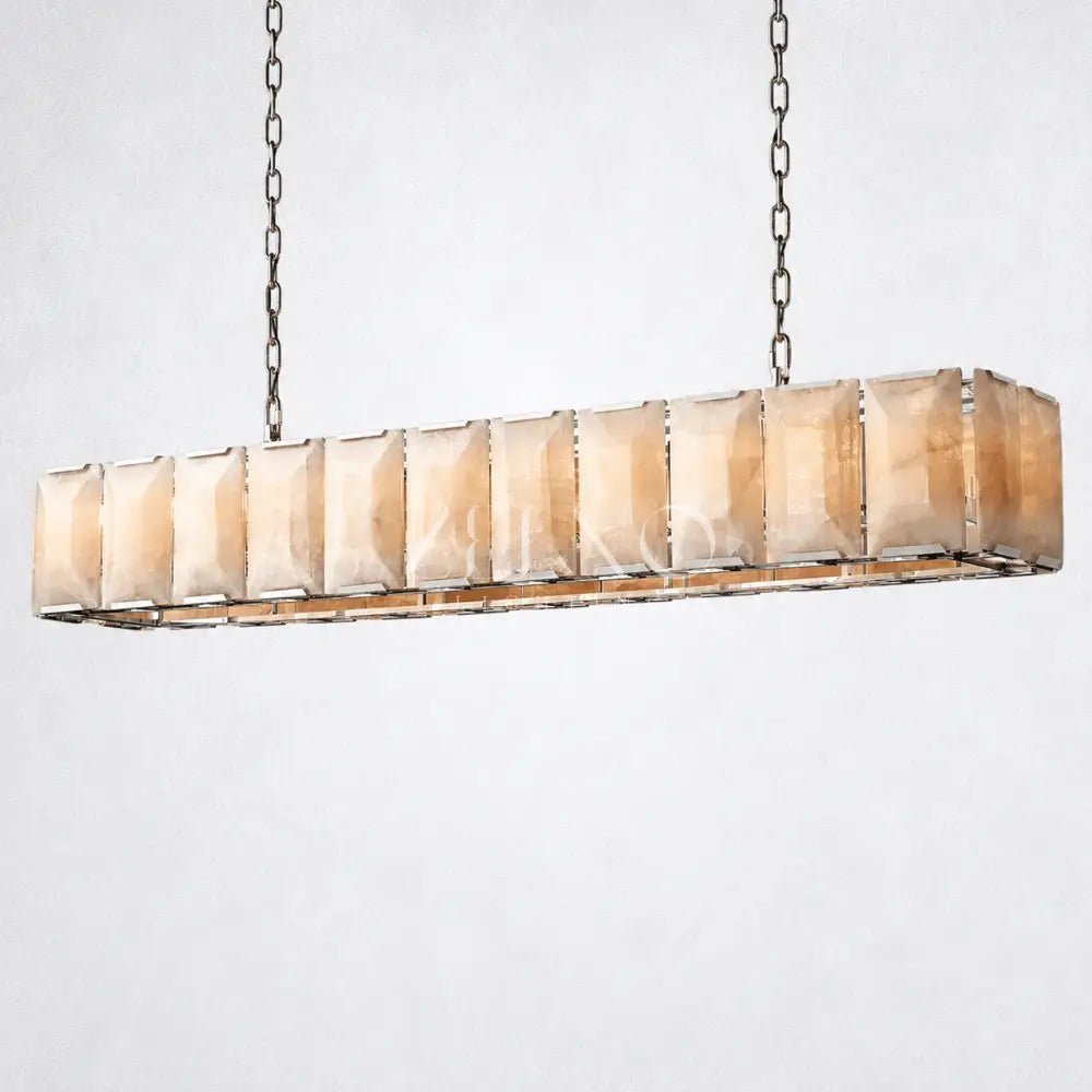 Ellington Alabaster Rectangular Chandelier 74" - Zelno