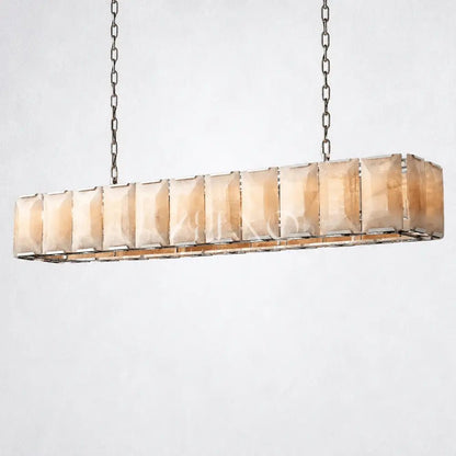Ellington Alabaster Rectangular Chandelier 74" - Zelno