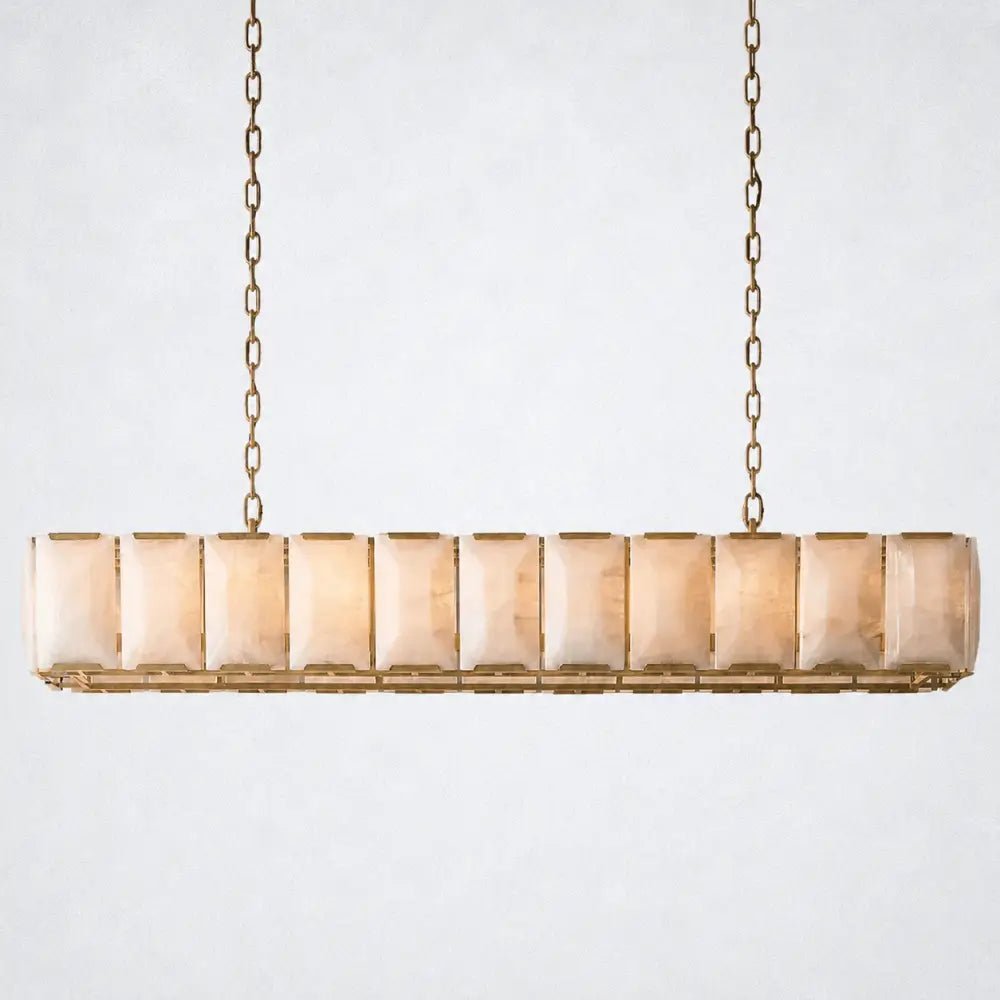 Ellington Alabaster Rectangular Chandelier 74" - Zelno
