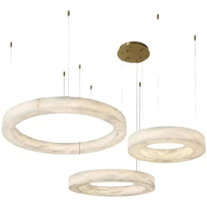 Emerald Real Alabaster Ring Chandelier, Modern Circular Chandelier - Zelno Lighting