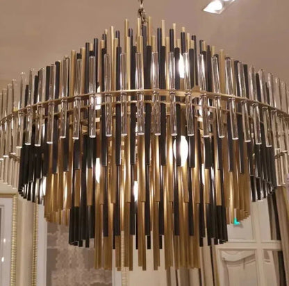Emila Burnished Brass Chandelier 24''32''42'' - Zelno Lighting