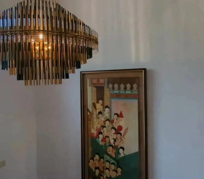 Emila Burnished Brass Chandelier 24''32''42'' - Zelno Lighting