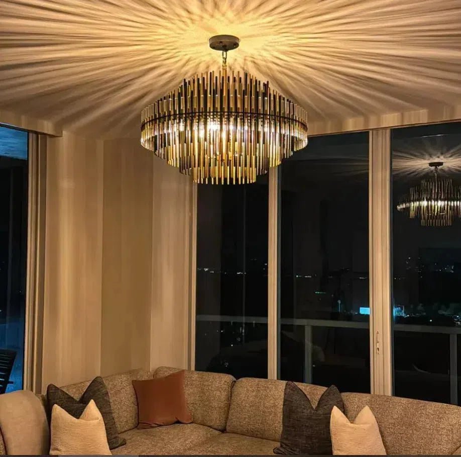 Emila Burnished Brass Chandelier 24''32''42'' - Zelno Lighting