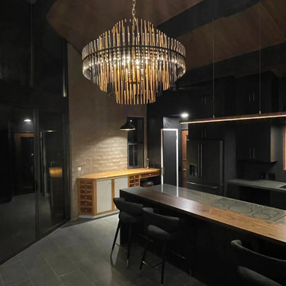 Emila Burnished Brass Chandelier 24''32''42'' - Zelno Lighting