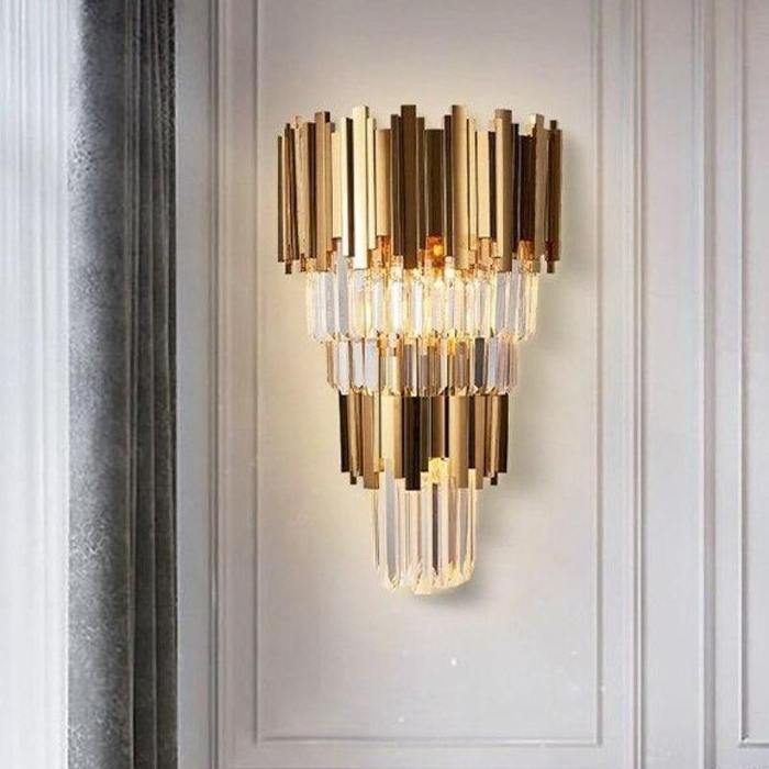 Enoch Three Tier Crystal Wall Sconce - Zelno Lighting