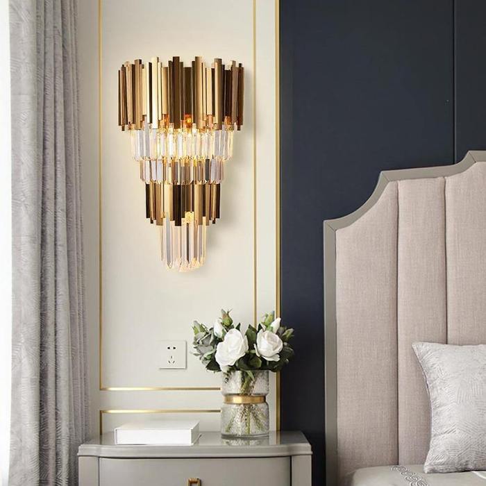 Enoch Three Tier Crystal Wall Sconce - Zelno Lighting