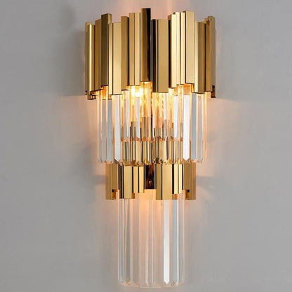 Enoch Three Tier Crystal Wall Sconce - Zelno Lighting