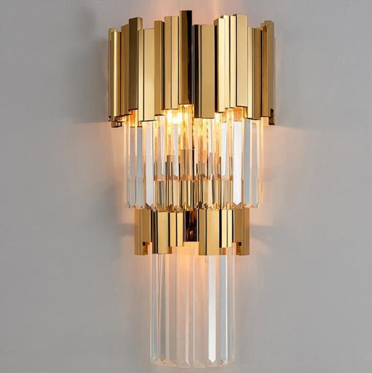 Enoch Three Tier Crystal Wall Sconce - Zelno Lighting