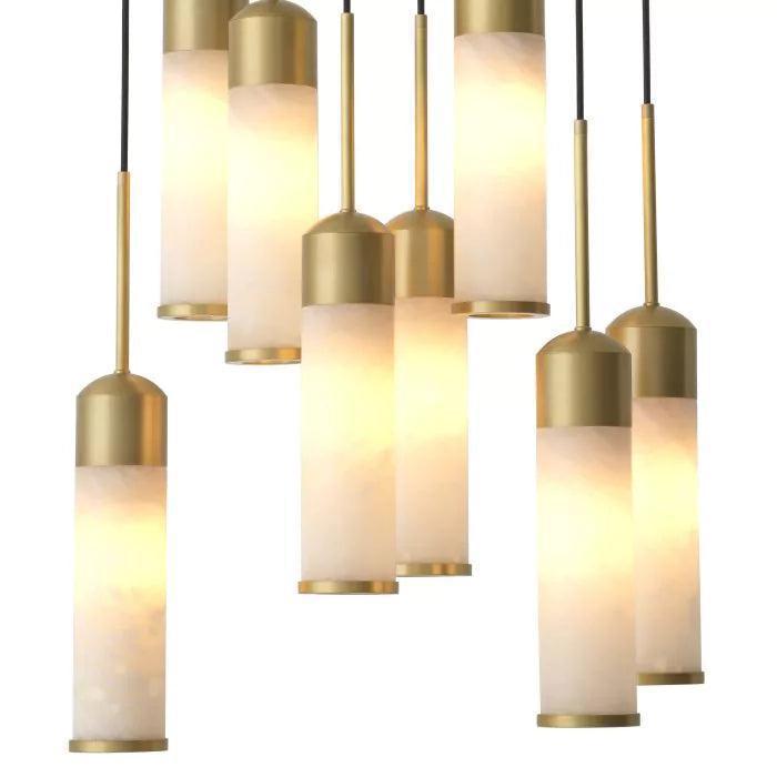 EOS Modern Brass Chandelier - Antique Brass Finish | Alabaster - Zelno Lighting
