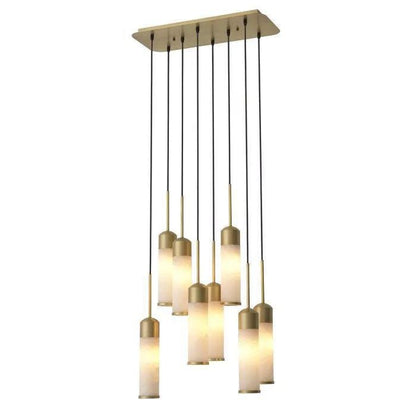 EOS Modern Brass Chandelier - Antique Brass Finish | Alabaster - Zelno Lighting