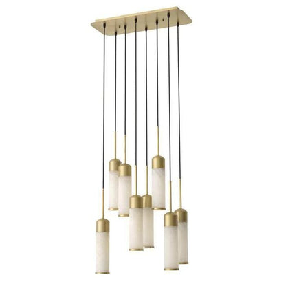EOS Modern Brass Chandelier - Antique Brass Finish | Alabaster - Zelno Lighting