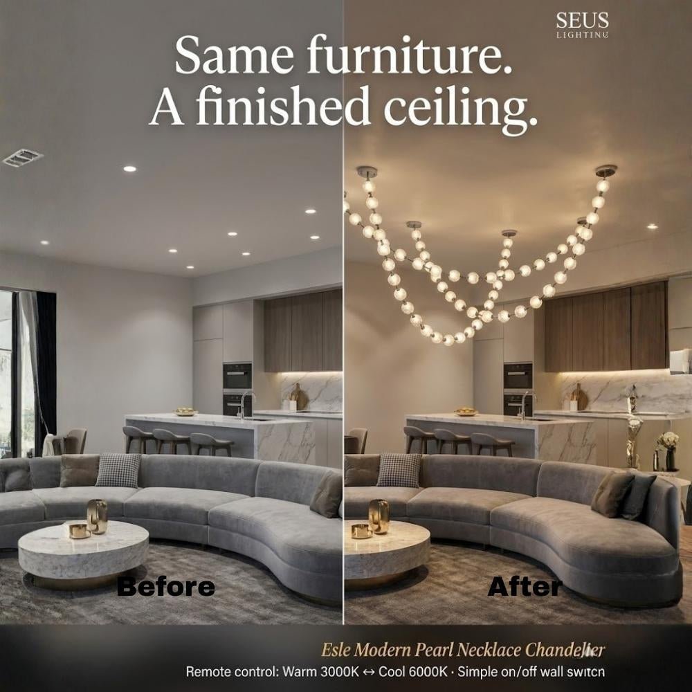 Esle Modern Pearl Necklace Chandelier - Zelno Lighting