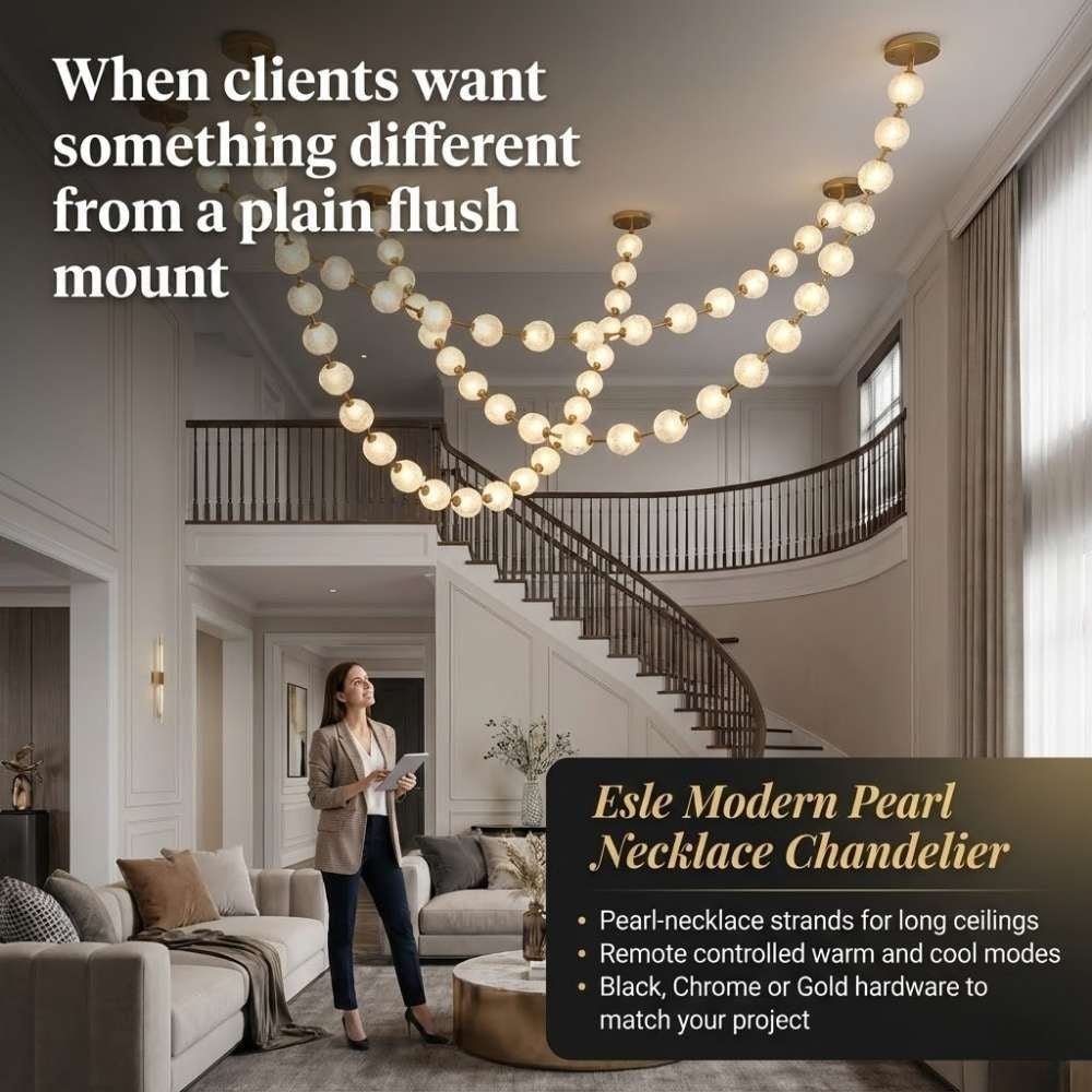 Esle Modern Pearl Necklace Chandelier - Zelno Lighting