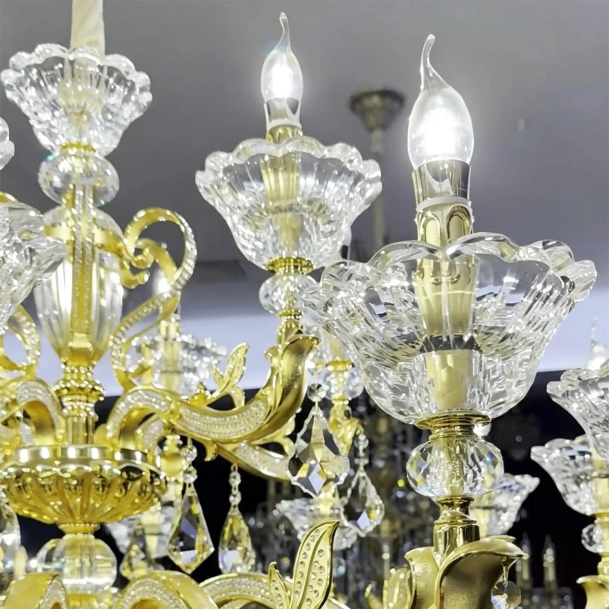 Eternal Baroque Revival Chandelier Series with Diamond-Inspired Crystal-Studded Light Arms - Zelno Lighting